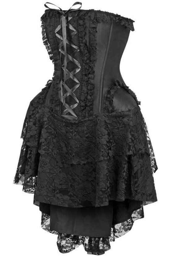 Daisy Corsets Top Drawer Steel Boned Strapless Black Lace Victorian Corset Dress