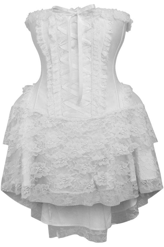 Daisy Corsets Top Drawer Steel Boned Strapless White Lace Victorian Corset Dress