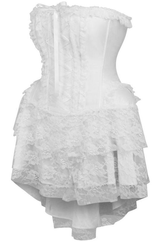 Daisy Corsets Top Drawer Steel Boned Strapless White Lace Victorian Corset Dress