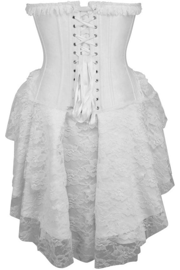 Daisy Corsets Top Drawer Steel Boned Strapless White Lace Victorian Corset Dress