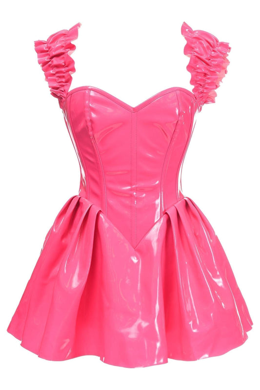 Daisy Corsets Top Drawer Steel Boned Hot Pink Patent PVC Vinyl Corset Dress