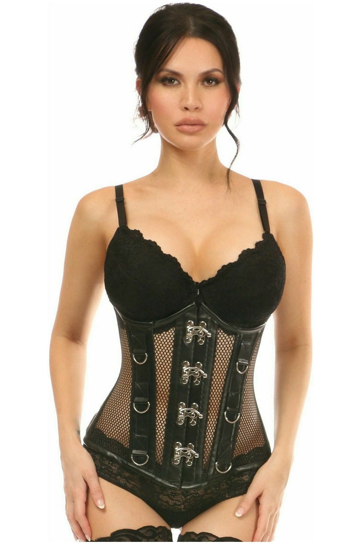 Daisy Corsets Top Drawer Steel Boned Fishnet Under Bust Corset