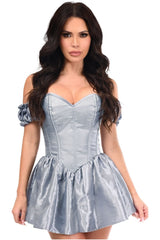 Daisy Corsets Top Drawer Steel Boned Dusty Blue Brocade & Taffeta Corset Dress