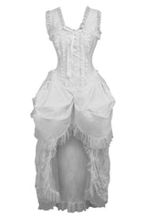 Daisy Corsets Top Drawer Steel Boned White Lace Victorian Bustle Corset Dress