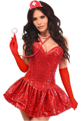 Daisy Corsets Top Drawer 4 PC Sequin Nurse Corset Dress Costume - Daisy Corsets