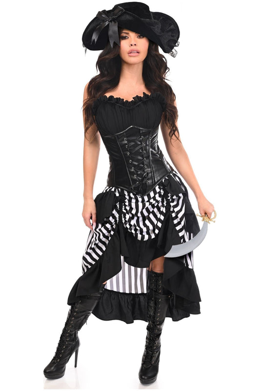 Daisy Corsets Top Drawer 4 PC Black/White Premium Pirate Corset Costume - Daisy Corsets