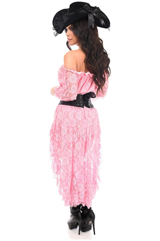 Daisy Corsets Top Drawer 4 PC Lt Pink Premium Pirate Corset Costume - Daisy Corsets