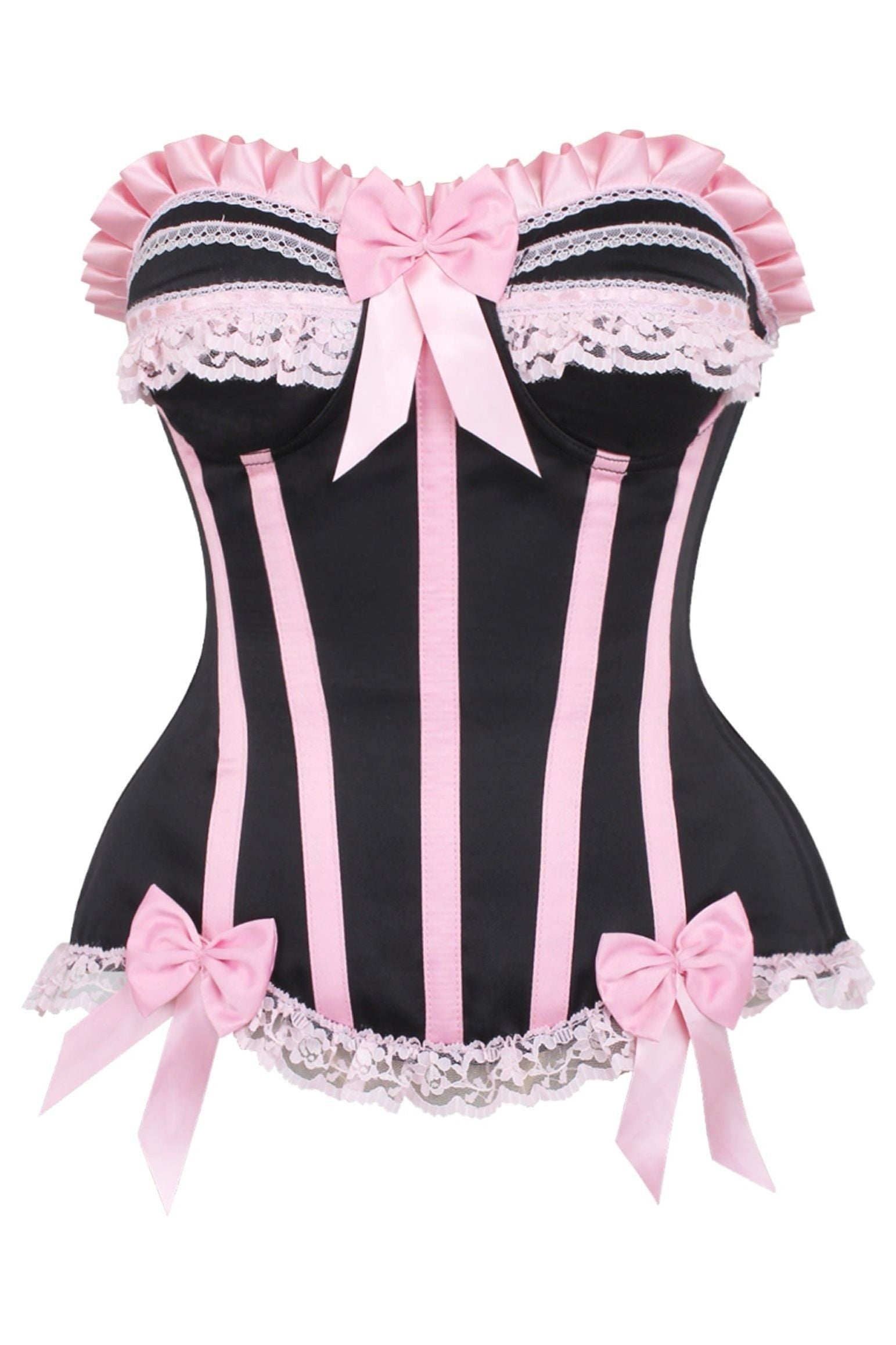 Daisy Corsets Top Drawer Black/Pink Steel Boned Burlesque Corset