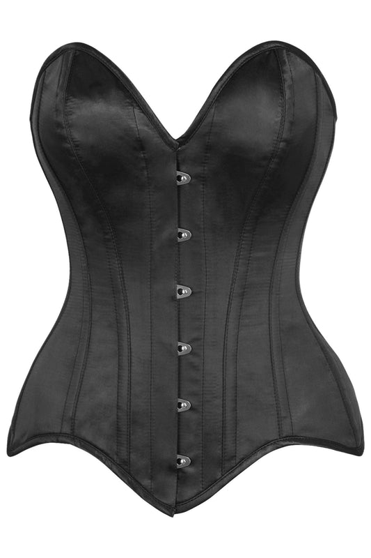 Daisy Corsets Top Drawer Black Satin Steel Boned Overbust Corset