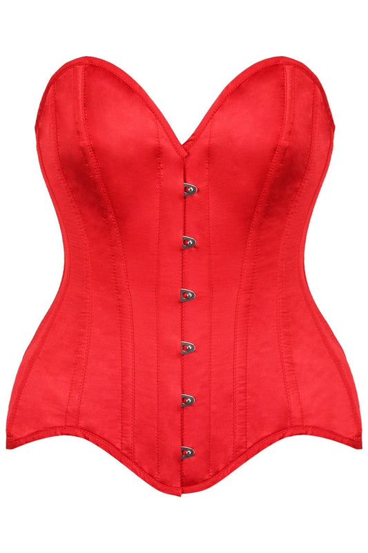 Daisy Corsets Top Drawer Red Satin Steel Boned Overbust Corset - Daisy Corsets