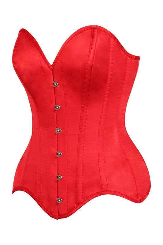 Daisy Corsets Top Drawer Red Satin Steel Boned Overbust Corset - Daisy Corsets