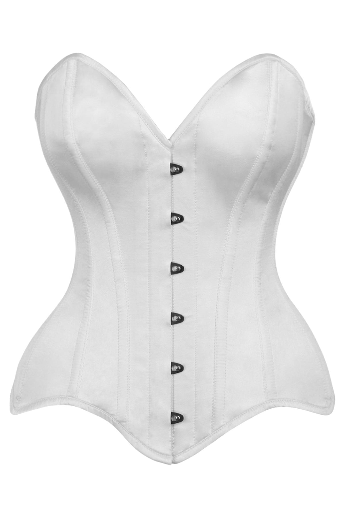 Daisy Corsets Top Drawer White Satin Steel Boned Overbust Corset