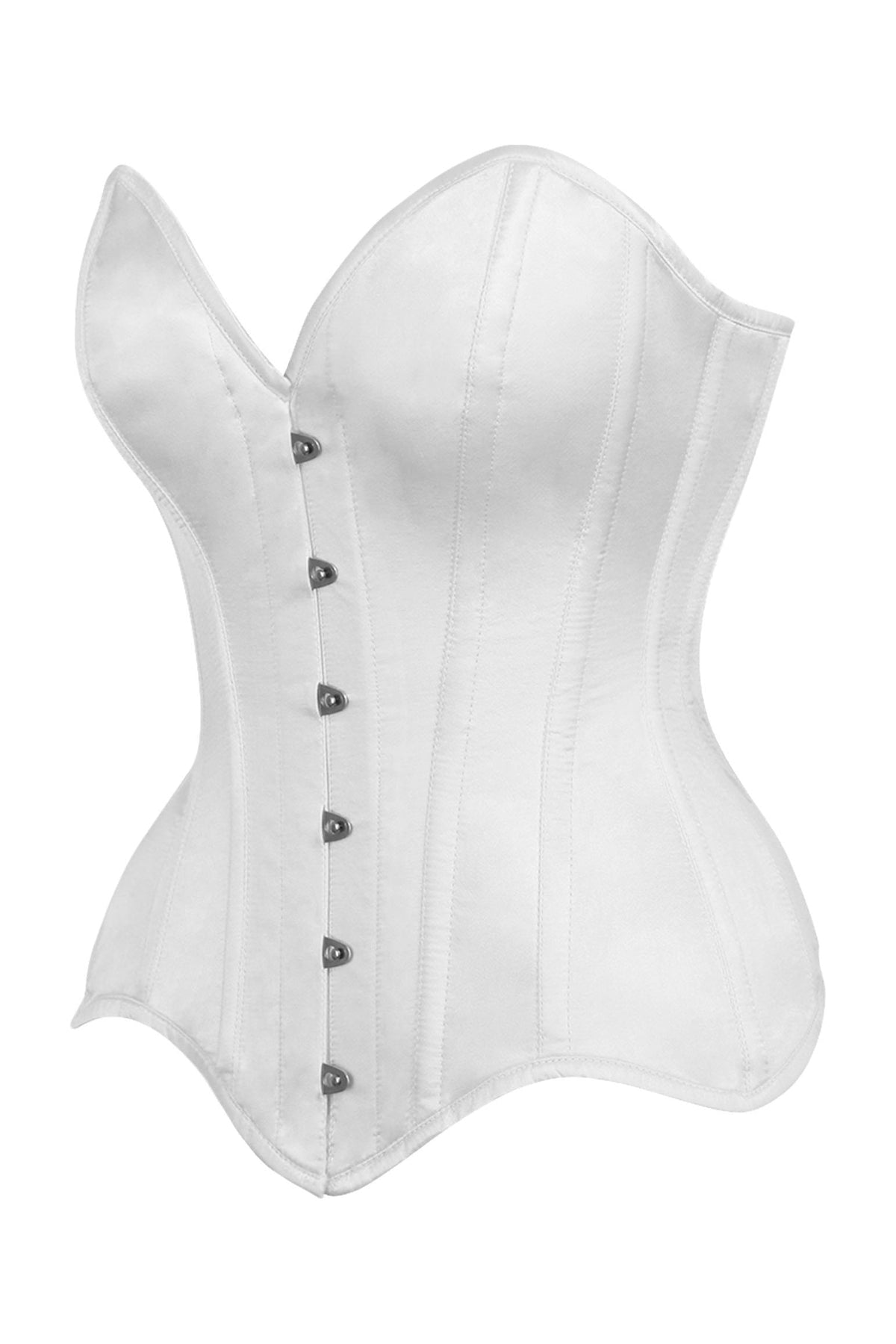 Daisy Corsets Top Drawer White Satin Steel Boned Overbust Corset