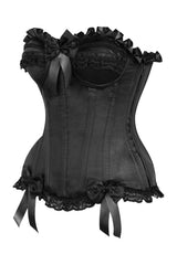 Daisy Corsets Top Drawer Black Satin Steel Boned Overbust Corset