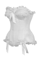 Daisy Corsets Top Drawer White Satin Steel Boned Burlesque Corset - Daisy Corsets