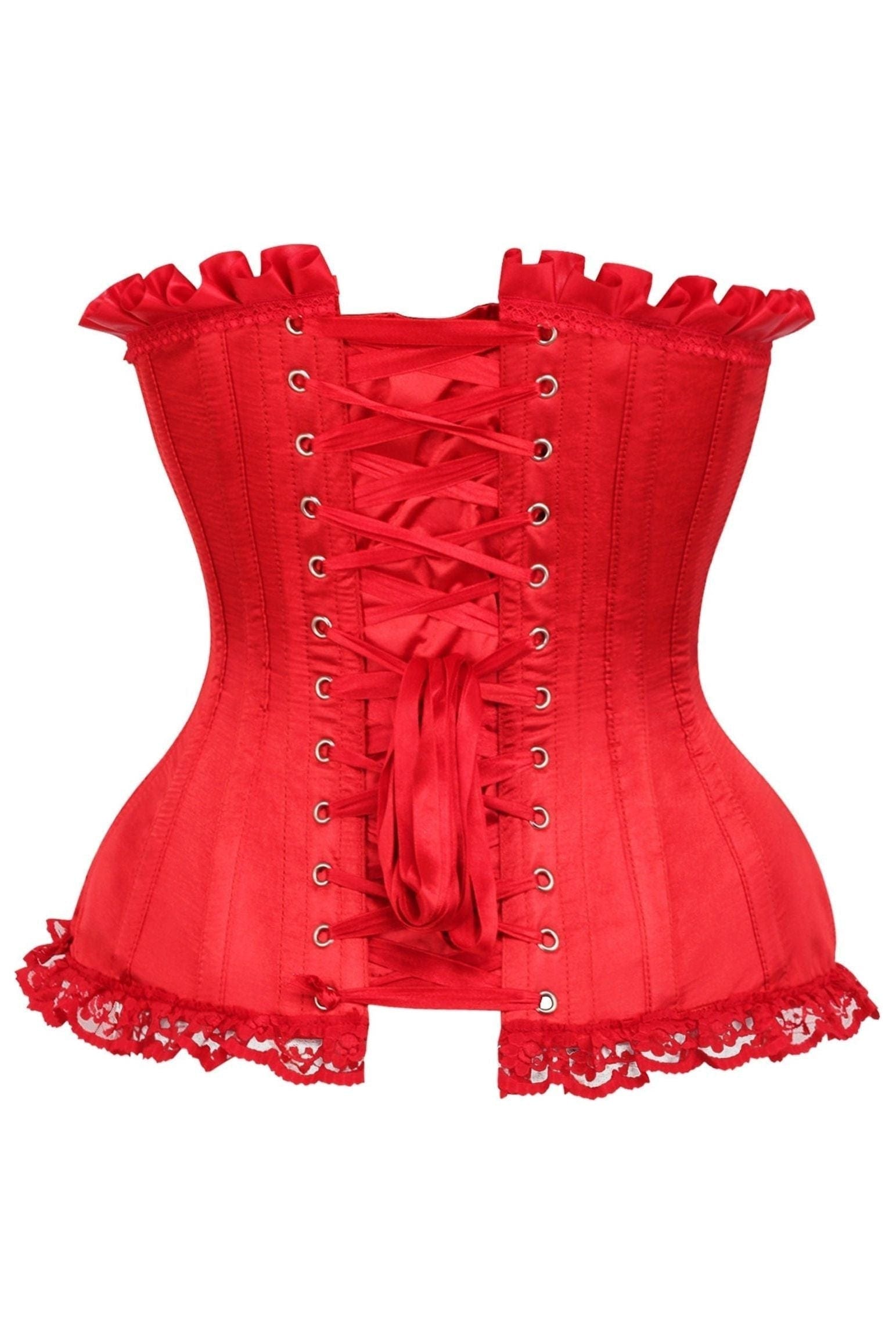 Daisy Corsets Top Drawer Red Satin Steel Boned Burlesque Corset - Daisy Corsets