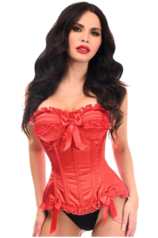 Daisy Corsets Top Drawer Red Satin Steel Boned Burlesque Corset - Daisy Corsets