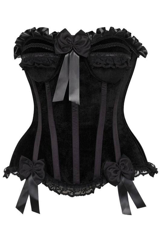 Daisy Corsets Top Drawer Black Velvet Steel Boned Burlesque Corset - Daisy Corsets