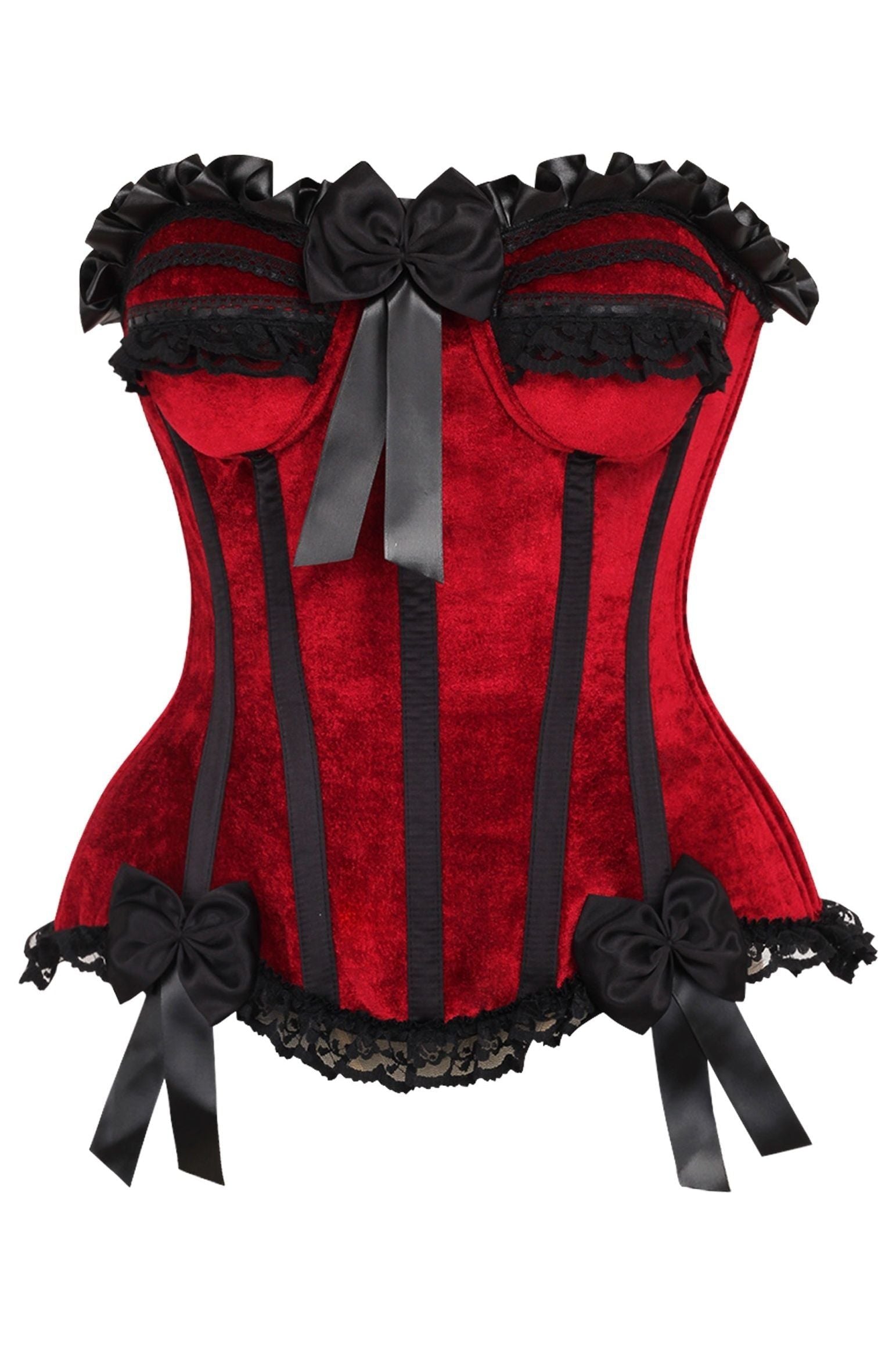 Daisy Corsets Top Drawer Dark Red Velvet Steel Boned Burlesque Corset