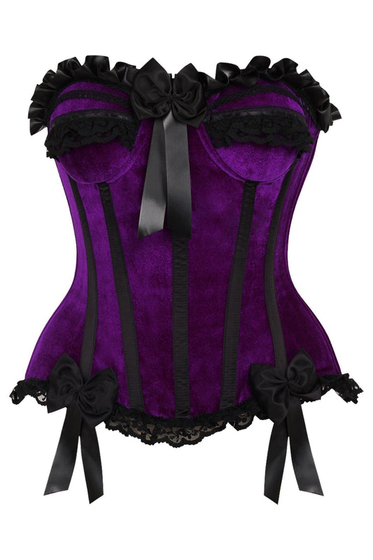 Daisy Corsets Top Drawer Purple Velvet Steel Boned Burlesque Corset