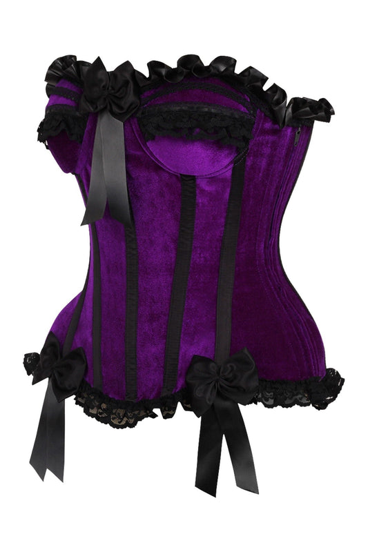 Daisy Corsets Top Drawer Purple Velvet Steel Boned Burlesque Corset