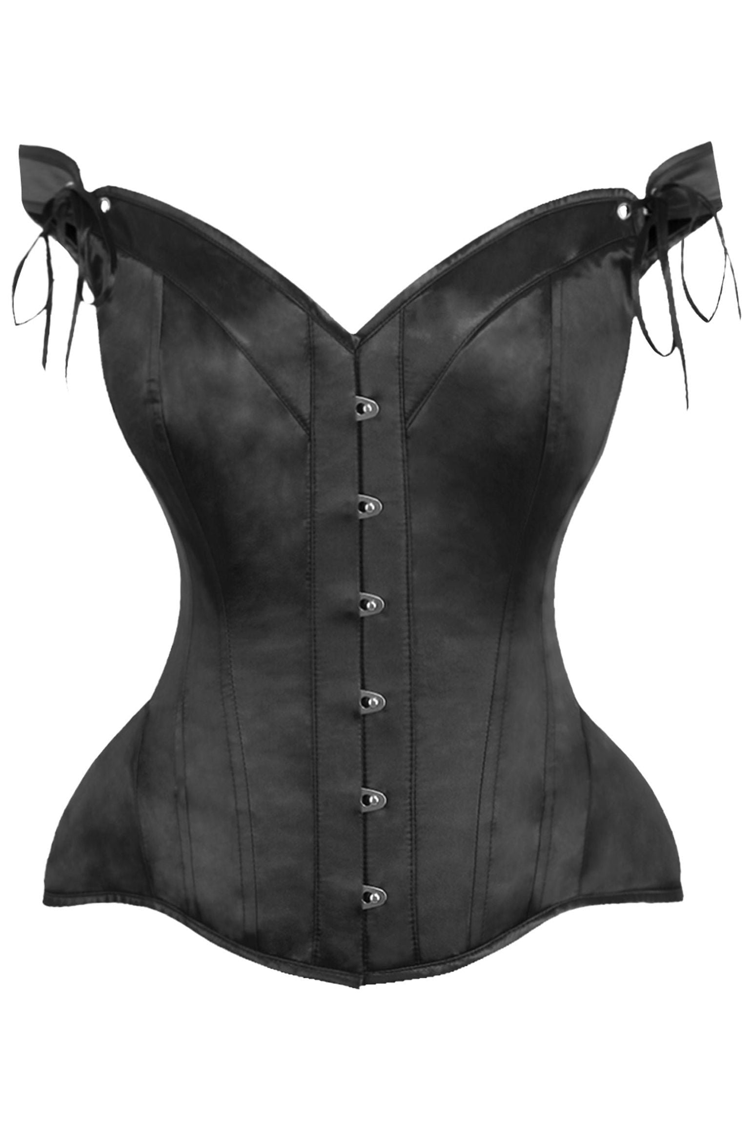 Daisy Corsets Top Drawer Black Satin Steel Boned Corset w/Straps