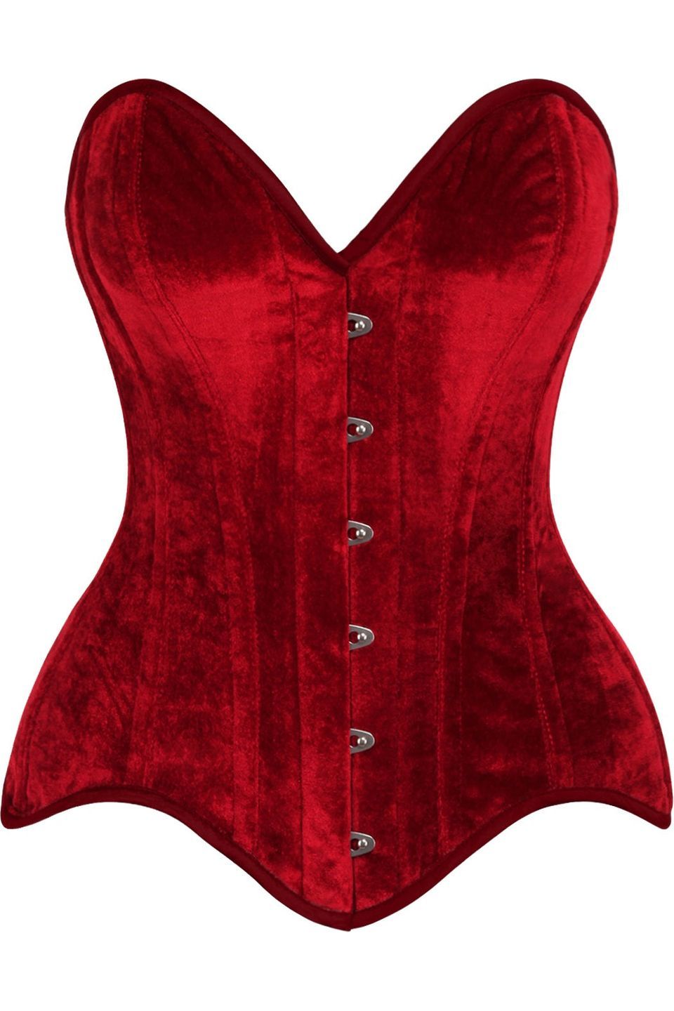 Daisy Corsets Top Drawer Dark Red Velvet Steel Boned Overbust Corset