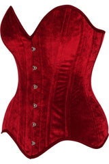 Daisy Corsets Top Drawer Dark Red Velvet Steel Boned Overbust Corset