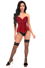 Daisy Corsets Top Drawer Dark Red Velvet Steel Boned Overbust Corset