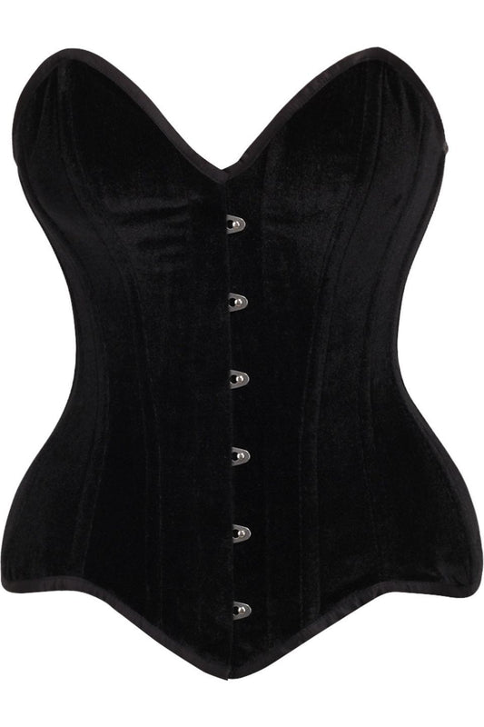 Daisy Corsets Top Drawer Black Velvet Steel Boned Overbust Corset - Daisy Corsets