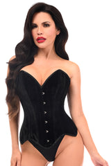 Daisy Corsets Top Drawer Black Velvet Steel Boned Overbust Corset