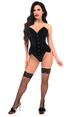 Daisy Corsets Top Drawer Black Velvet Steel Boned Overbust Corset