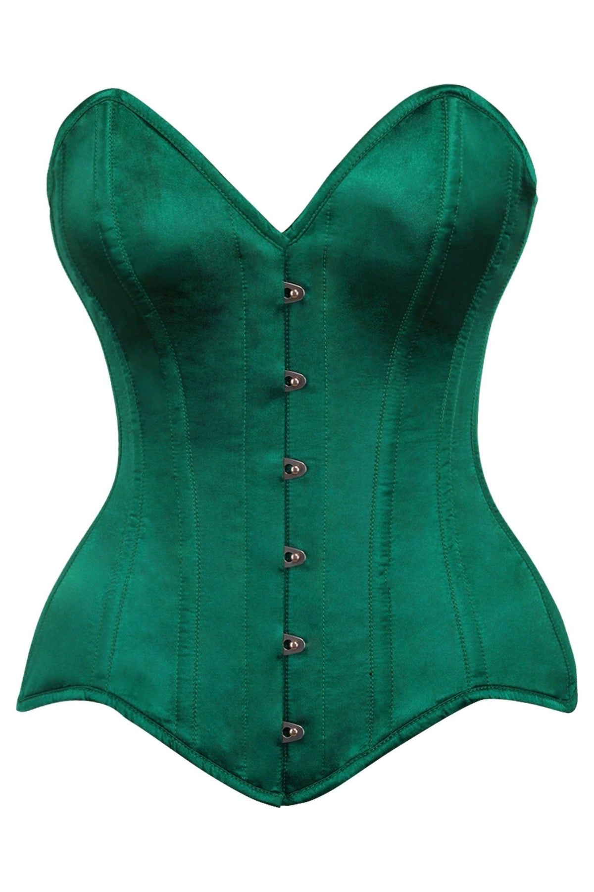 Daisy Corsets Top Drawer Dark Green Satin Steel Boned Overbust Corset