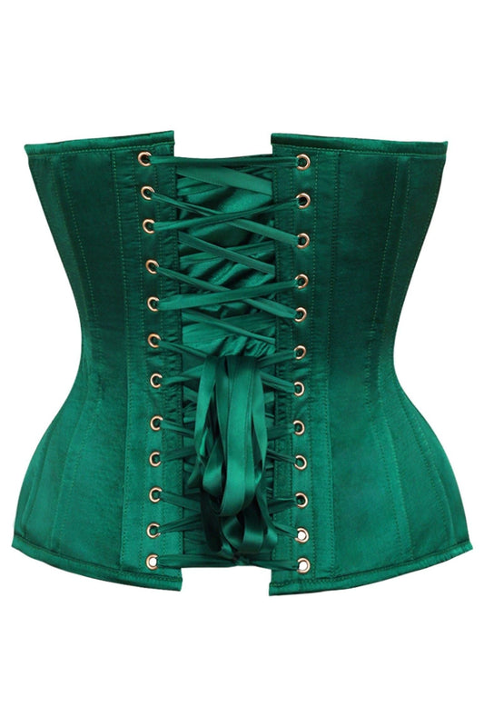 Daisy Corsets Top Drawer Dark Green Satin Steel Boned Overbust Corset