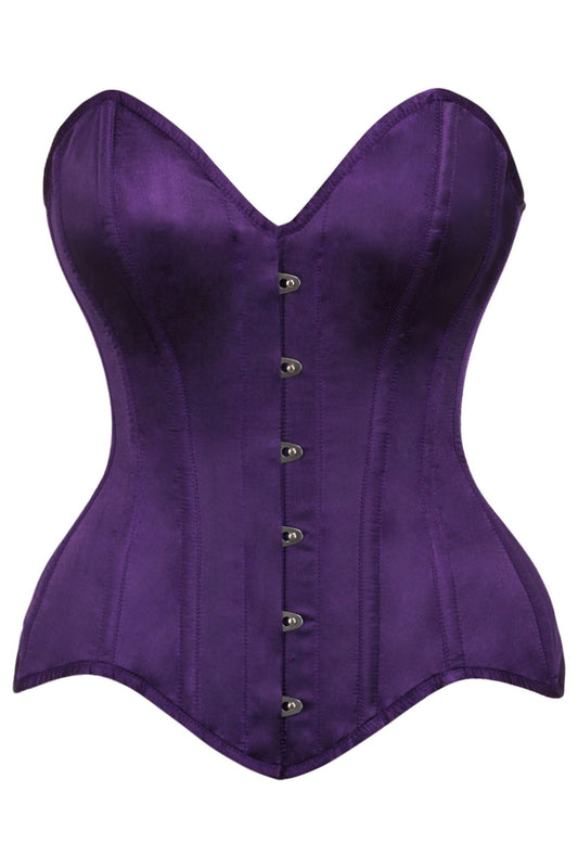 Daisy Corsets Top Drawer Dark Purple Satin Steel Boned Overbust Corset