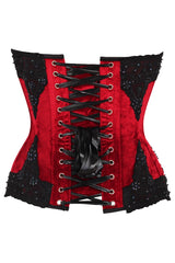 Daisy Corsets Top Drawer Dark Red Velvet & Beaded Steel Boned Overbust Corset