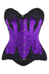 Daisy Corsets Top Drawer Purple Velvet & Beaded Steel Boned Overbust Corset