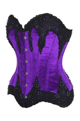 Daisy Corsets Top Drawer Purple Velvet & Beaded Steel Boned Overbust Corset