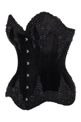 Daisy Corsets Top Drawer Black Velvet & Beaded Steel Boned Overbust Corset