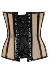 Daisy Corsets Top Drawer Nude Mesh & Black Patent Steel Boned Corset