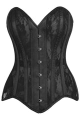 Daisy Corsets Top Drawer Black Sheer Mesh Net & Lace Steel Boned Overbust Corset