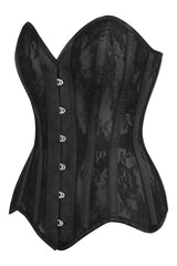 Daisy Corsets Top Drawer Black Sheer Mesh Net & Lace Steel Boned Overbust Corset