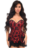 Daisy Corsets Top Drawer 2 PC Red Lace Steel Boned Corset & Skirt Set