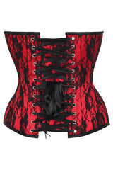 Daisy Corsets Top Drawer Red Satin w/Black Lace Overlay Steel Boned Overbust Corset