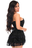 Daisy Corsets Top Drawer 2 PC Black Lace Steel Boned Corset & Skirt Set