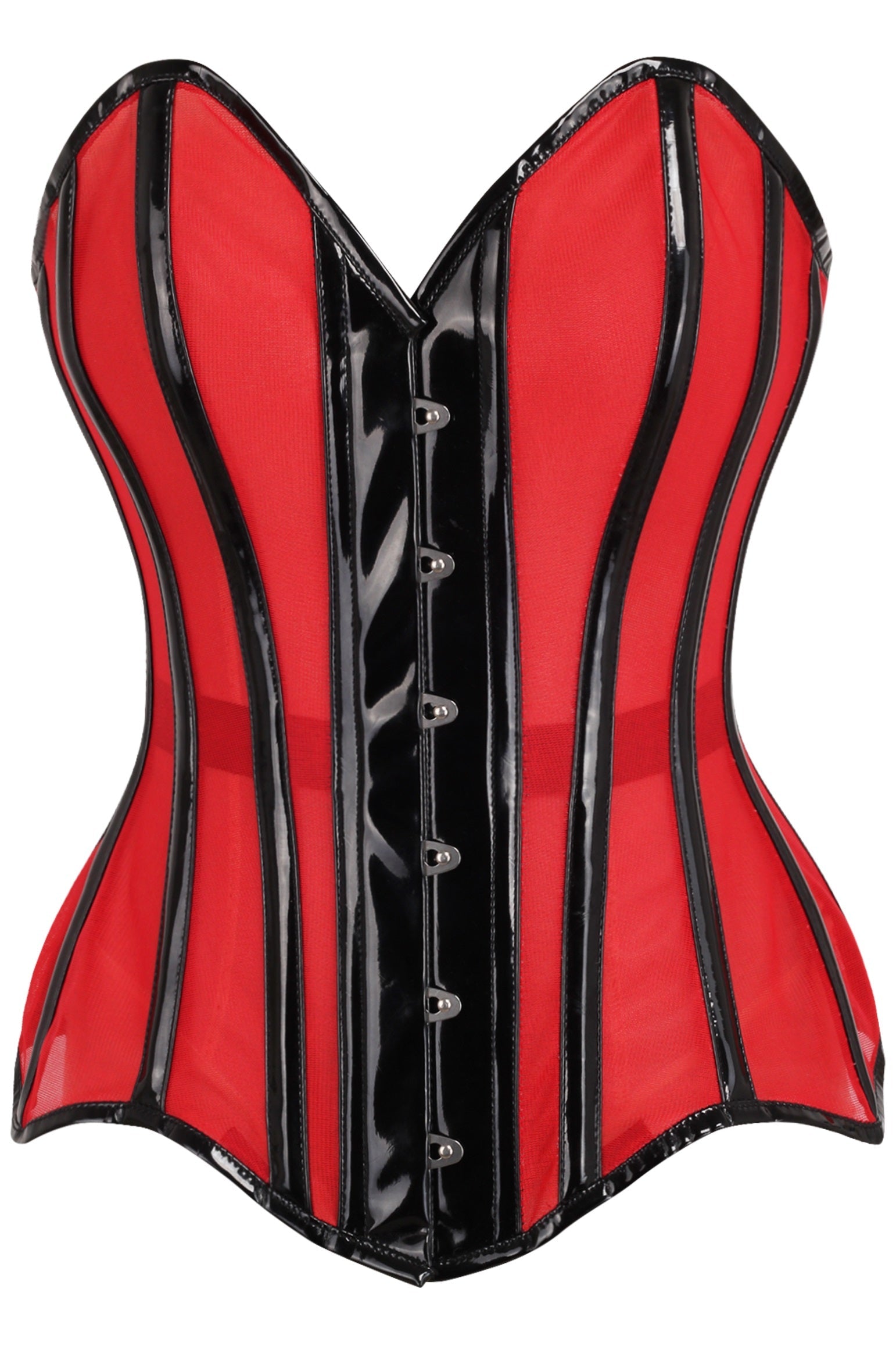 Daisy Corsets Top Drawer Red Mesh Net w/Patent Steel Boned Overbust Corset