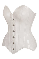 Daisy Corsets Top Drawer White Patent Leather Steel Boned Overbust Corset