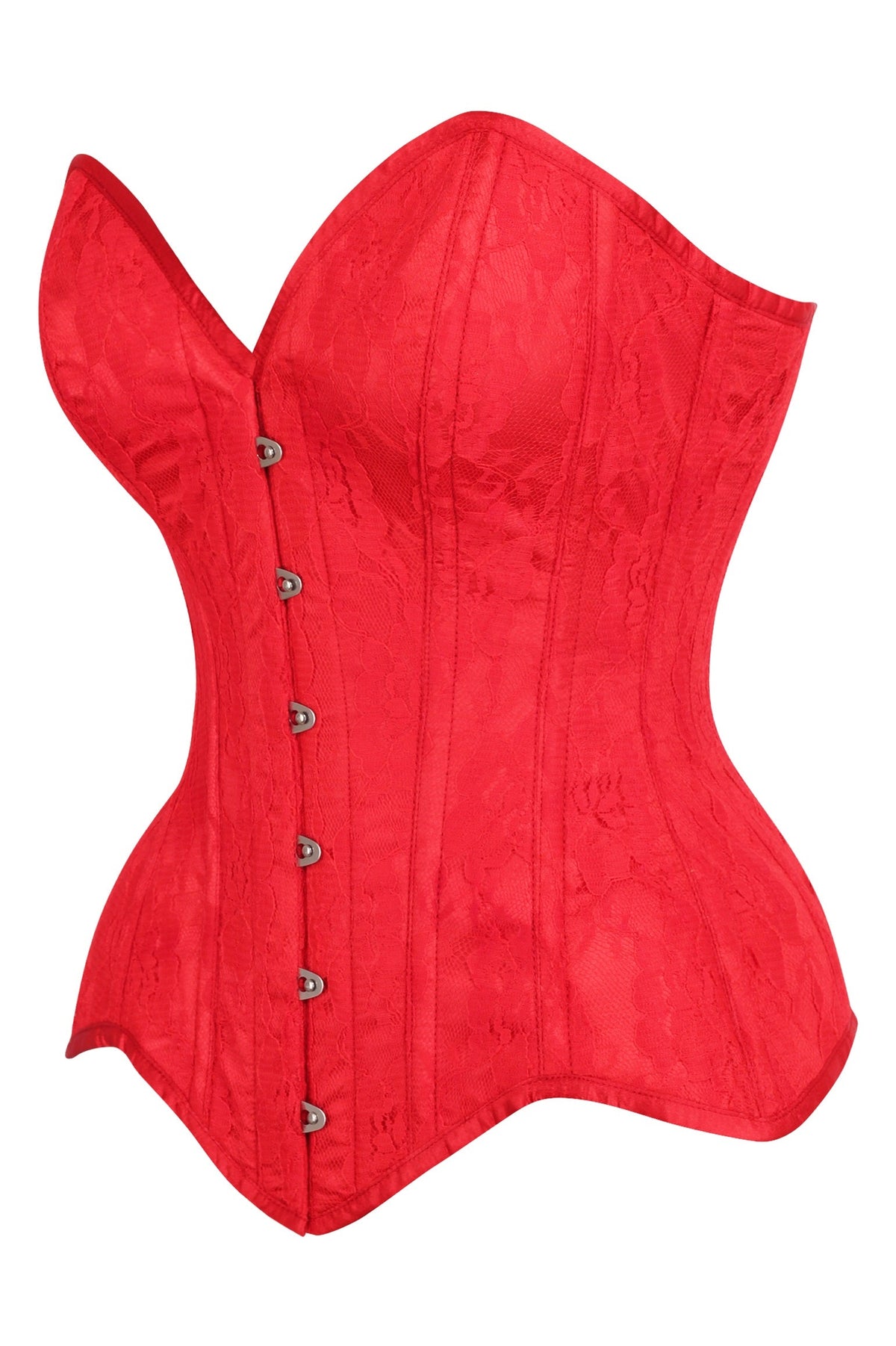 Daisy Corsets Top Drawer Red Satin w/Red Lace Overlay Steel Boned Overbust Corset