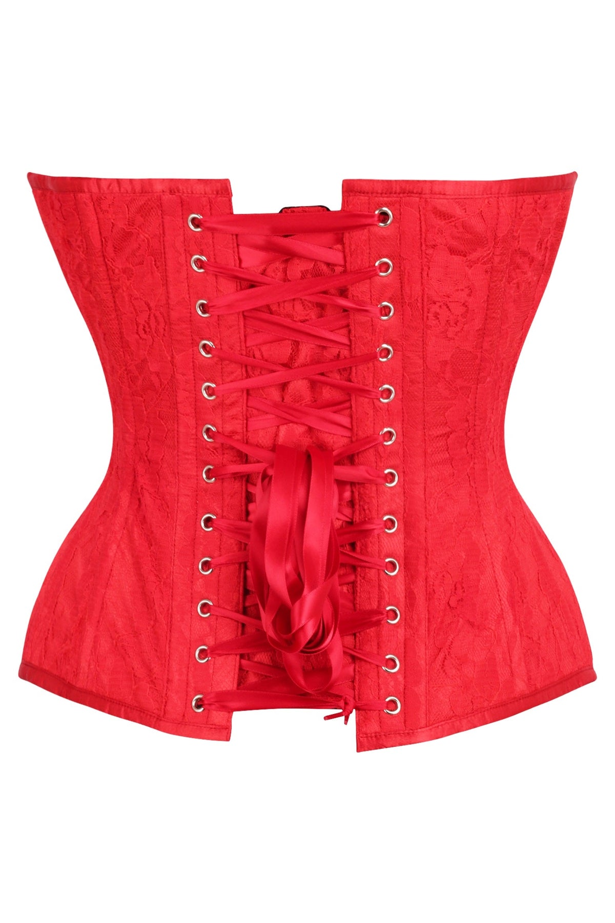 Daisy Corsets Top Drawer Red Satin w/Red Lace Overlay Steel Boned Overbust Corset