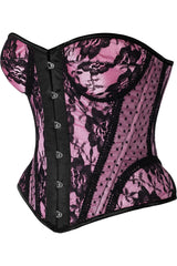 Daisy Corsets Top Drawer Pink w/Black Lace Steel Boned Underwire Bustier Corset